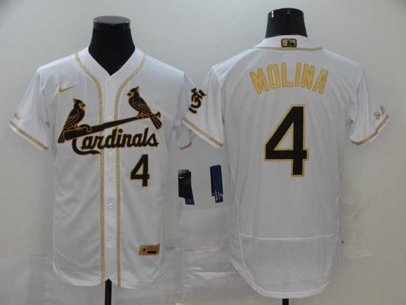 Cardinals 4 Yadier Molina White Gold Nike Flexbase Jersey,We sell and wholesale Cardinals 4 Yadier Molina White Gold Nike Flexbase Jersey on line form chian!